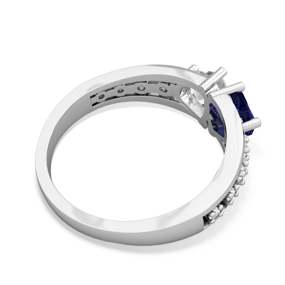 Lab Sapphire Heart To Heart 14K White Gold ring R3342