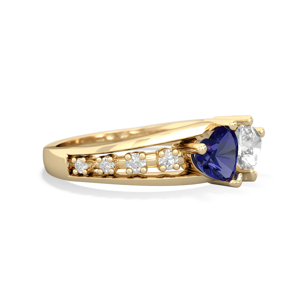 Lab Sapphire Heart To Heart 14K Yellow Gold ring R3342