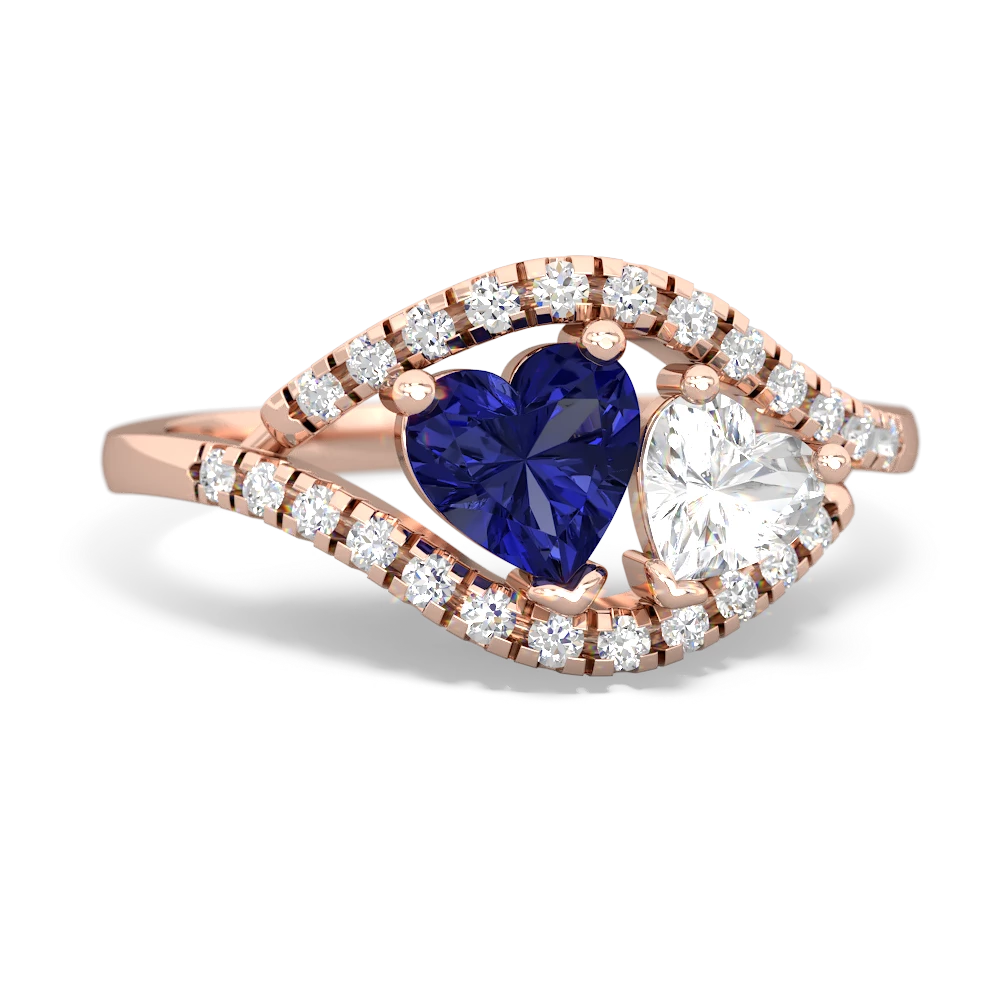 Lab Sapphire Mother And Child 14K Rose Gold ring R3010