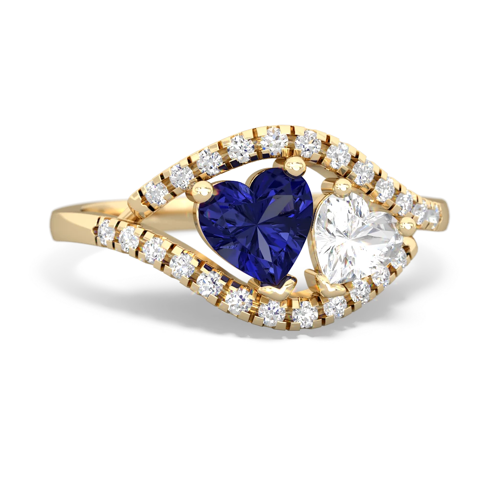 Lab Sapphire Mother And Child 14K Yellow Gold ring R3010