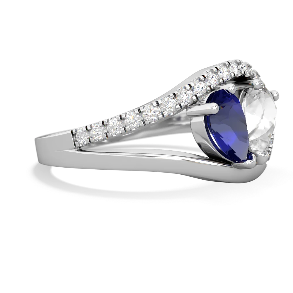 Lab Sapphire Nestled Heart Keepsake 14K White Gold ring R5650
