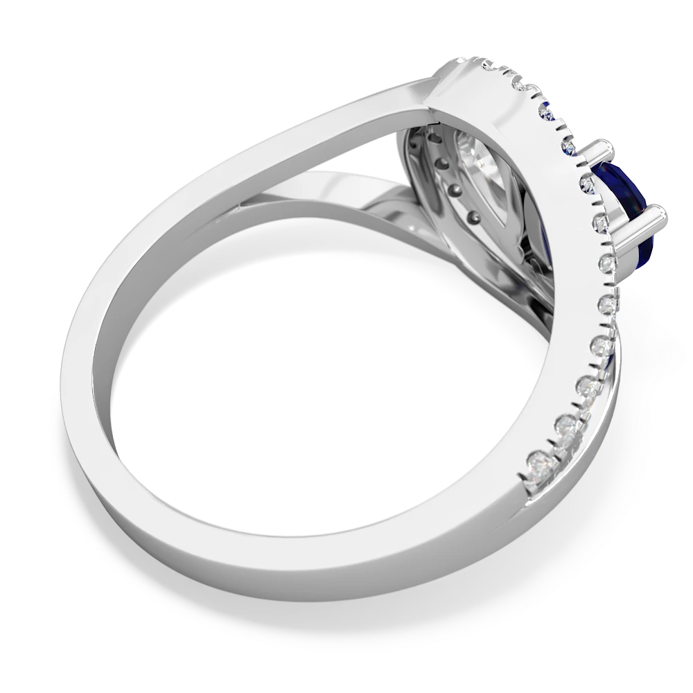 Lab Sapphire Nestled Heart Keepsake 14K White Gold ring R5650