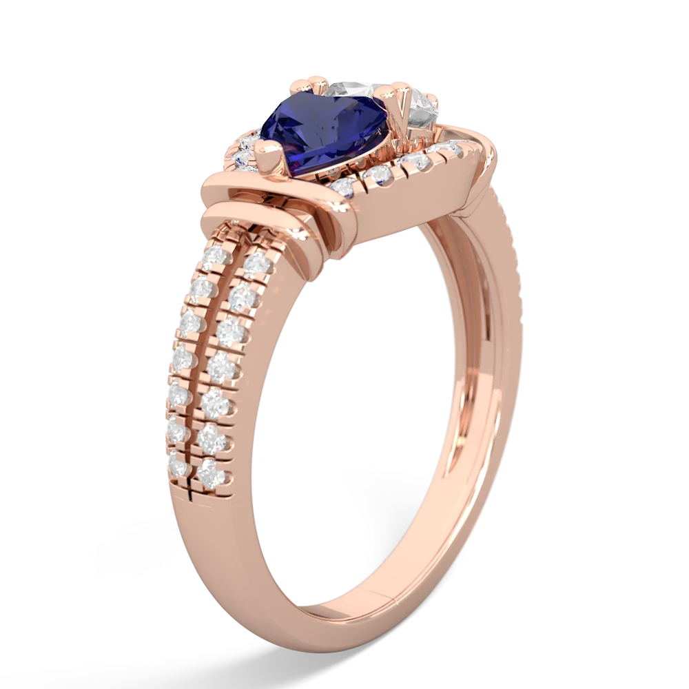 Lab Sapphire Art-Deco Keepsake 14K Rose Gold ring R5630