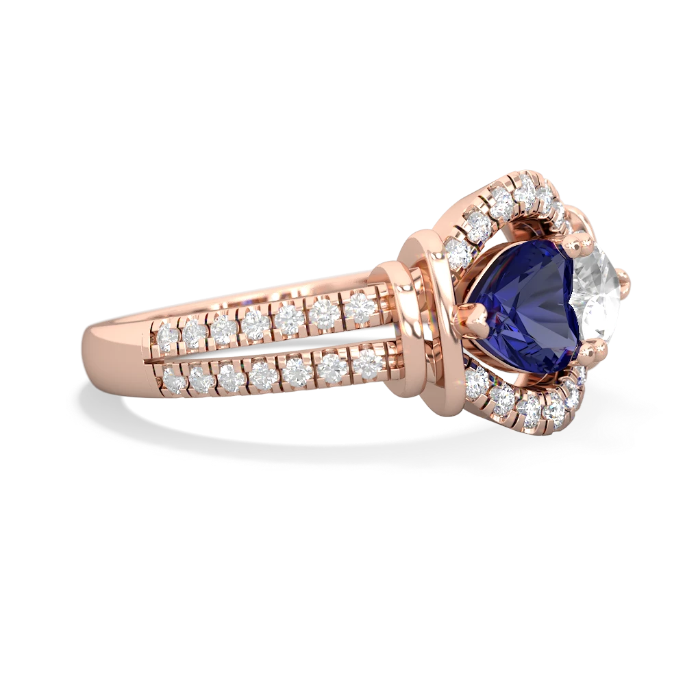 Lab Sapphire Art-Deco Keepsake 14K Rose Gold ring R5630