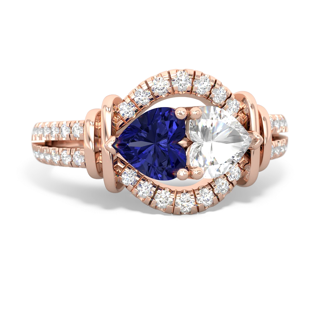 Lab Sapphire Art-Deco Keepsake 14K Rose Gold ring R5630