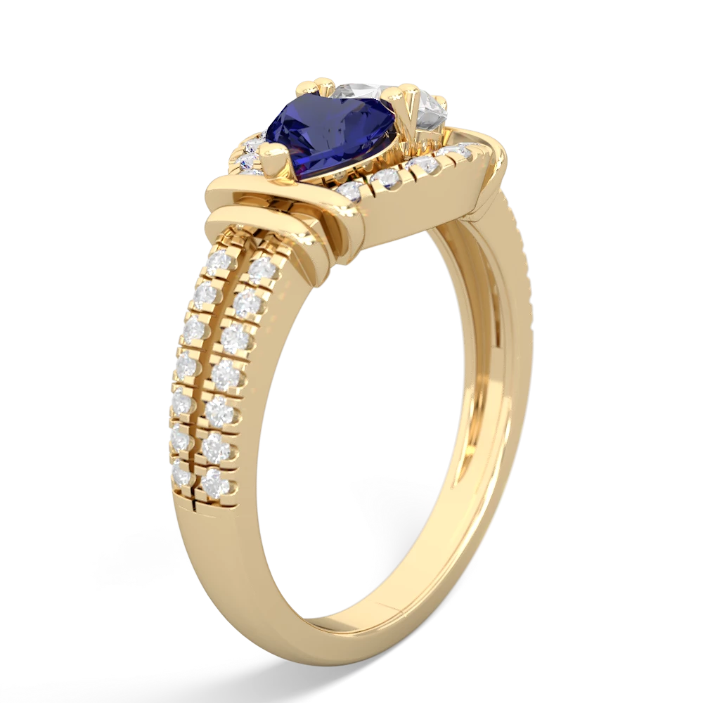 Lab Sapphire Art-Deco Keepsake 14K Yellow Gold ring R5630