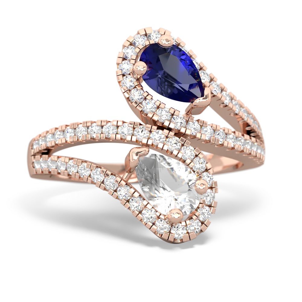 Lab Sapphire Diamond Dazzler 14K Rose Gold ring R3000
