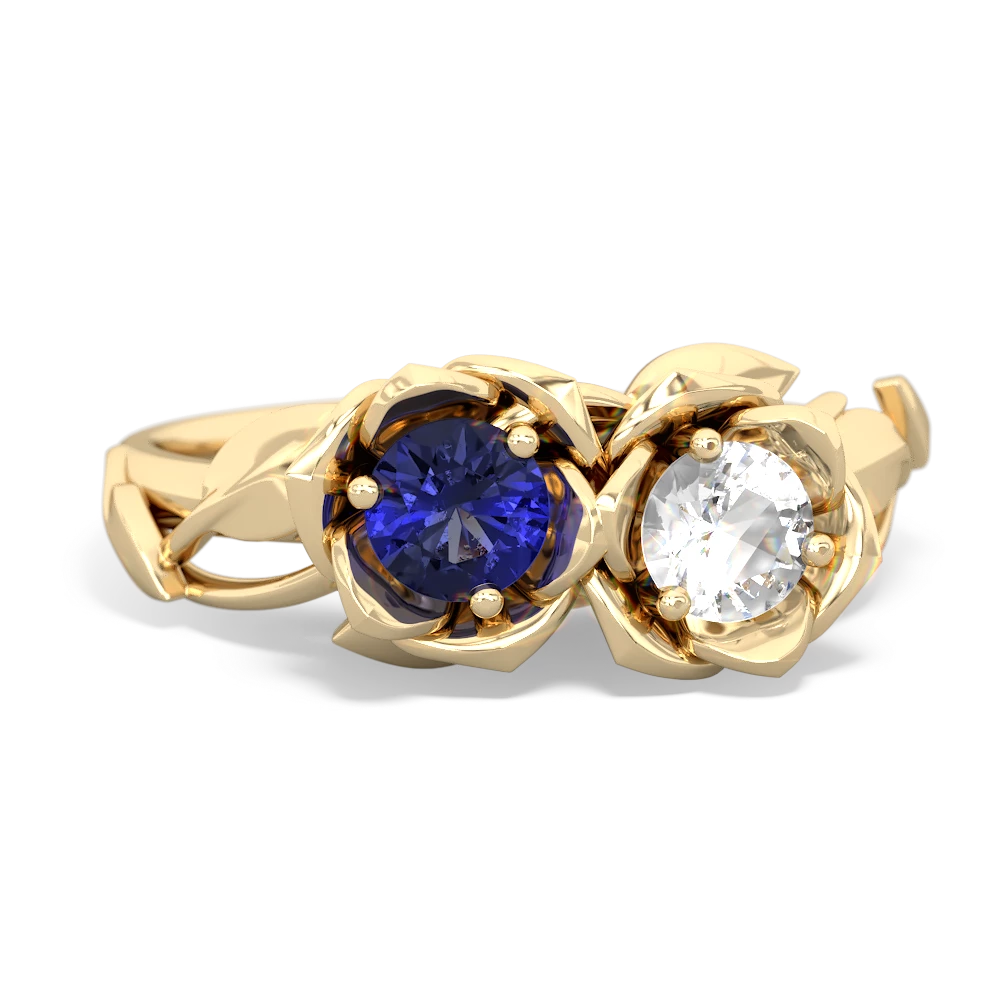 Lab Sapphire Rose Garden 14K Yellow Gold ring R5510