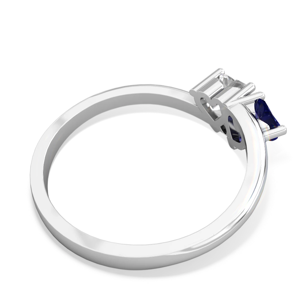 Lab Sapphire Sweethearts 14K White Gold ring R5260