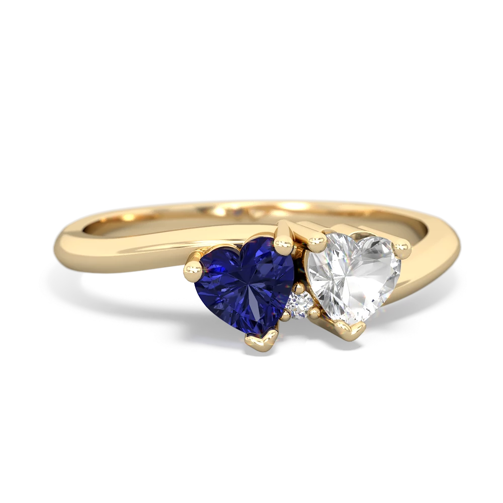 Lab Sapphire Sweethearts 14K Yellow Gold ring R5260