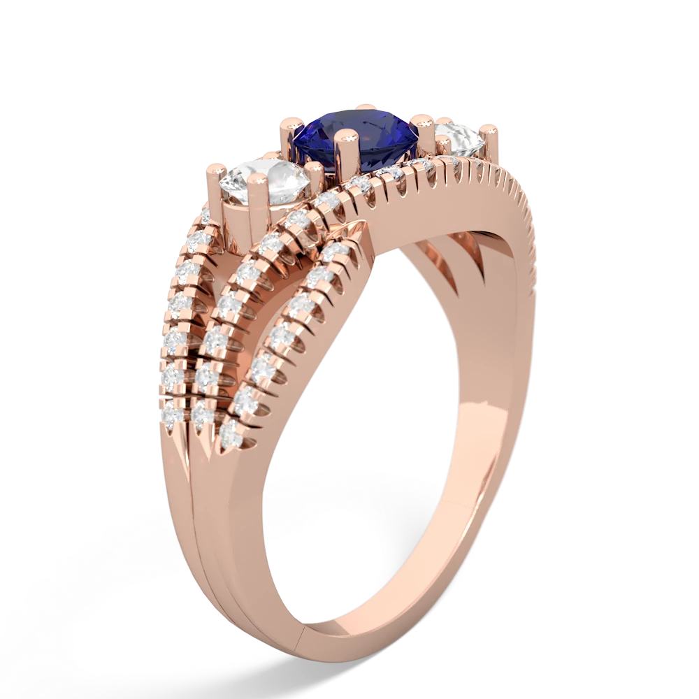 Lab Sapphire Three Stone Aurora 14K Rose Gold ring R3080