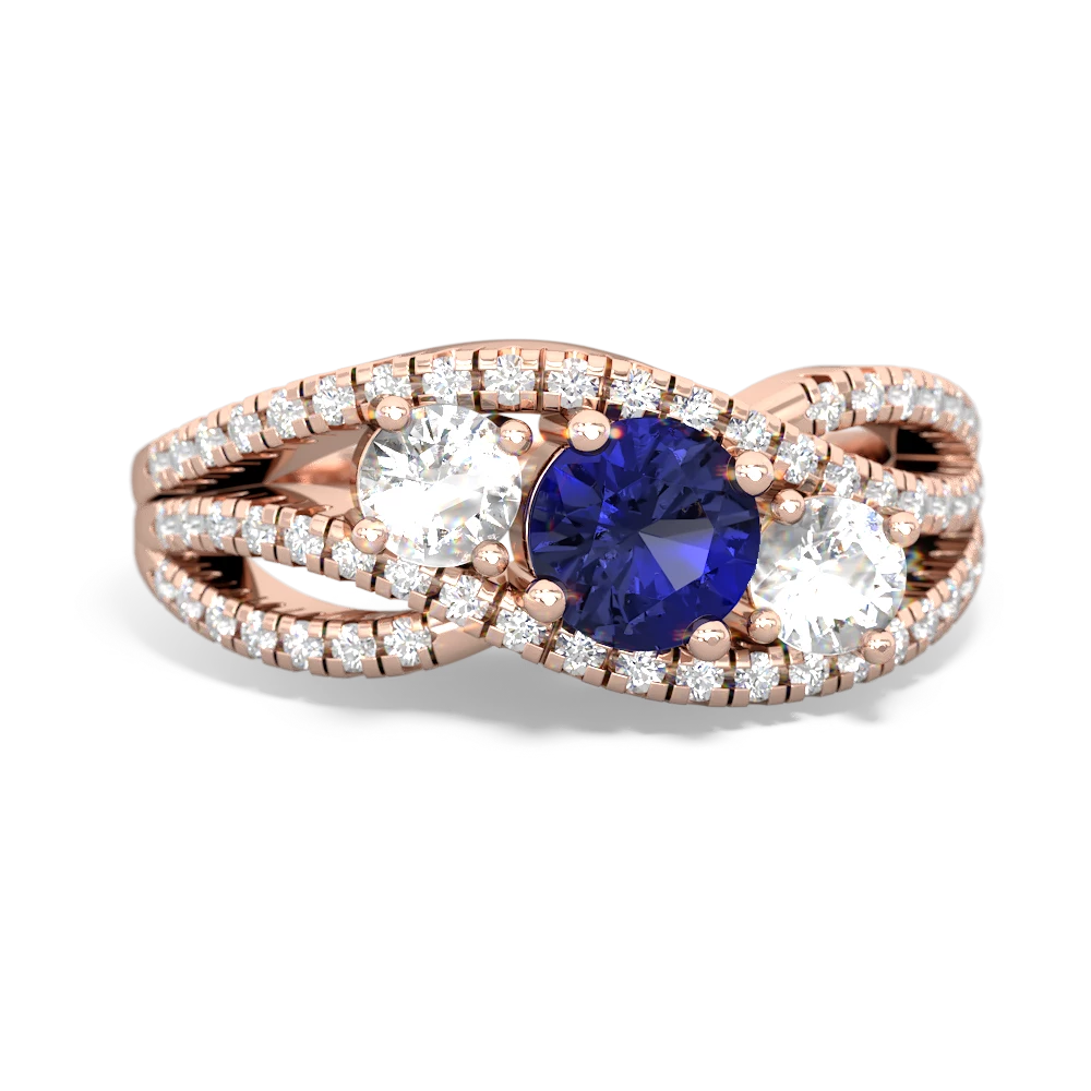 Lab Sapphire Three Stone Aurora 14K Rose Gold ring R3080