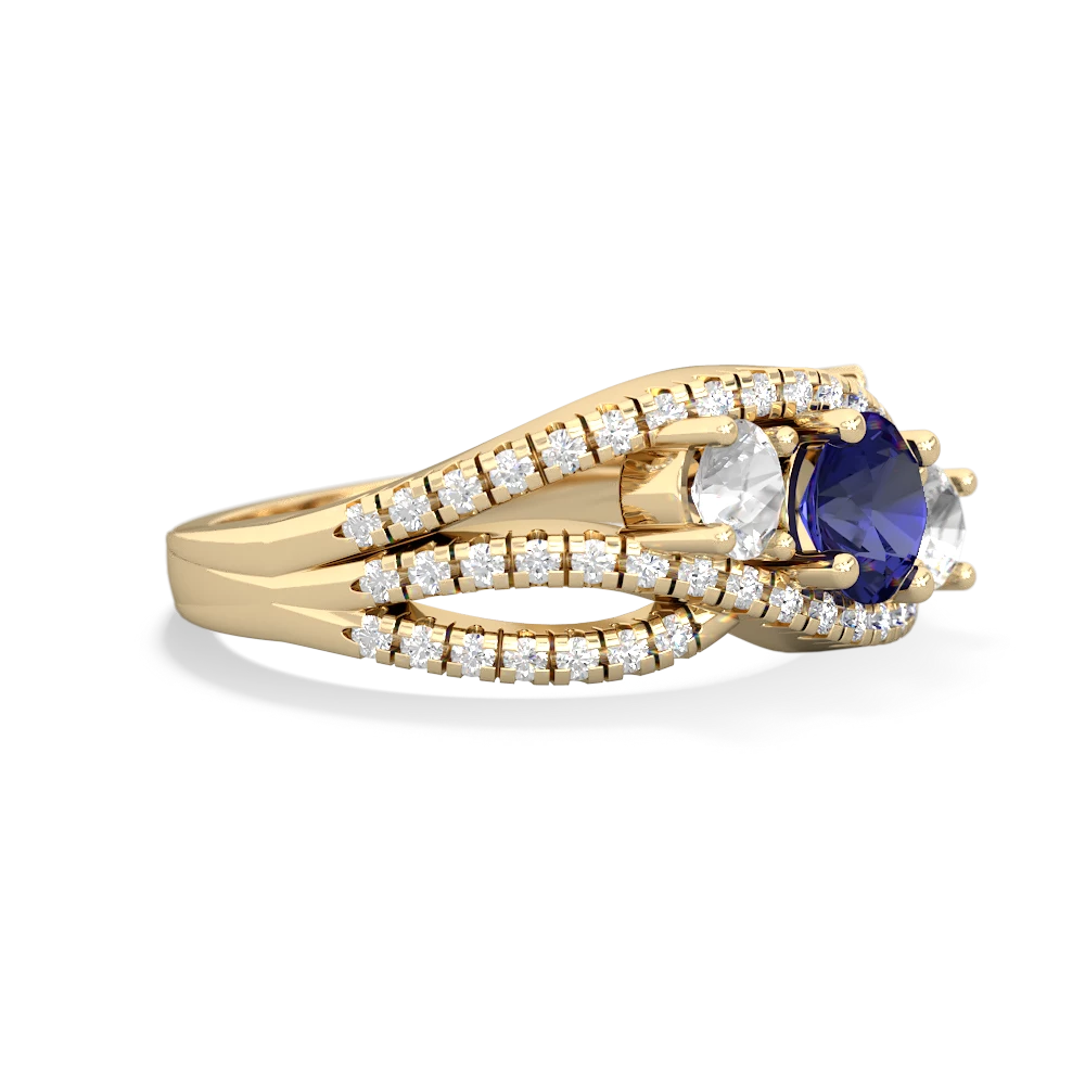 Lab Sapphire Three Stone Aurora 14K Yellow Gold ring R3080