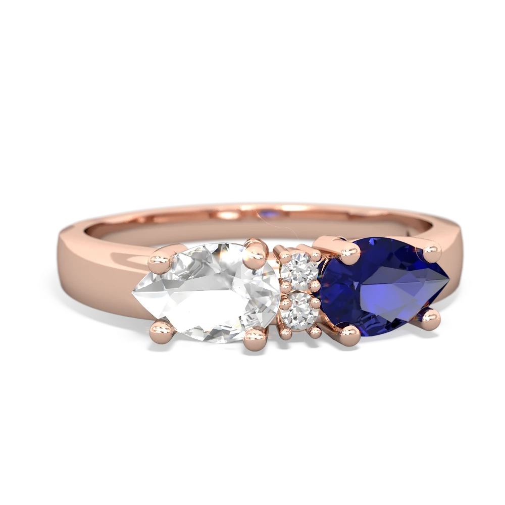 Lab Sapphire Pear Bowtie 14K Rose Gold ring R0865