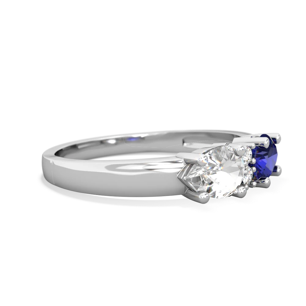 Lab Sapphire Pear Bowtie 14K White Gold ring R0865