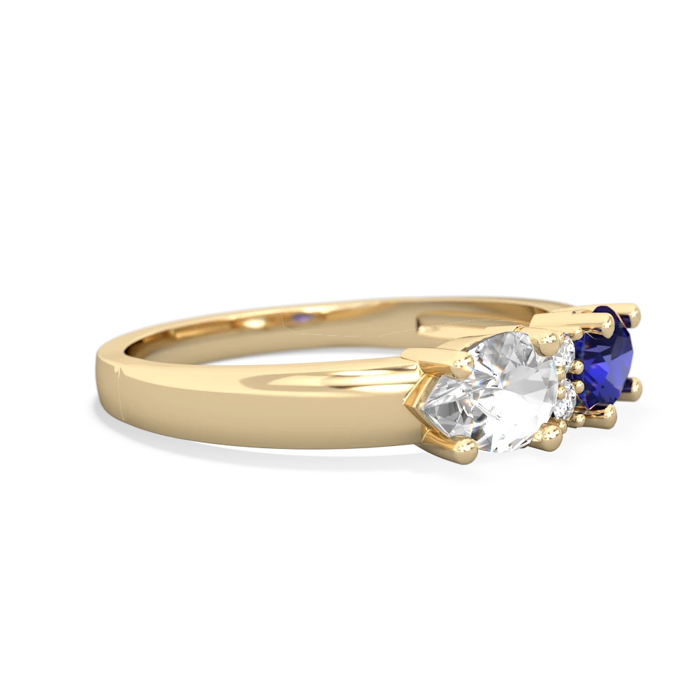 Lab Sapphire Pear Bowtie 14K Yellow Gold ring R0865