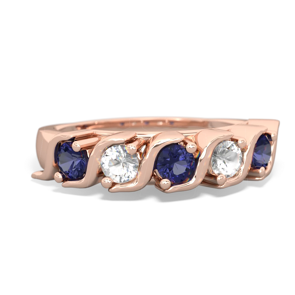 Lab Sapphire Anniversary Band 14K Rose Gold ring R2089