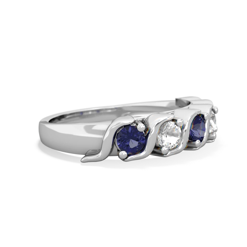 Lab Sapphire Anniversary Band 14K White Gold ring R2089