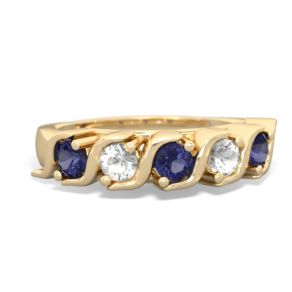 Lab Sapphire Anniversary Band 14K Yellow Gold ring R2089