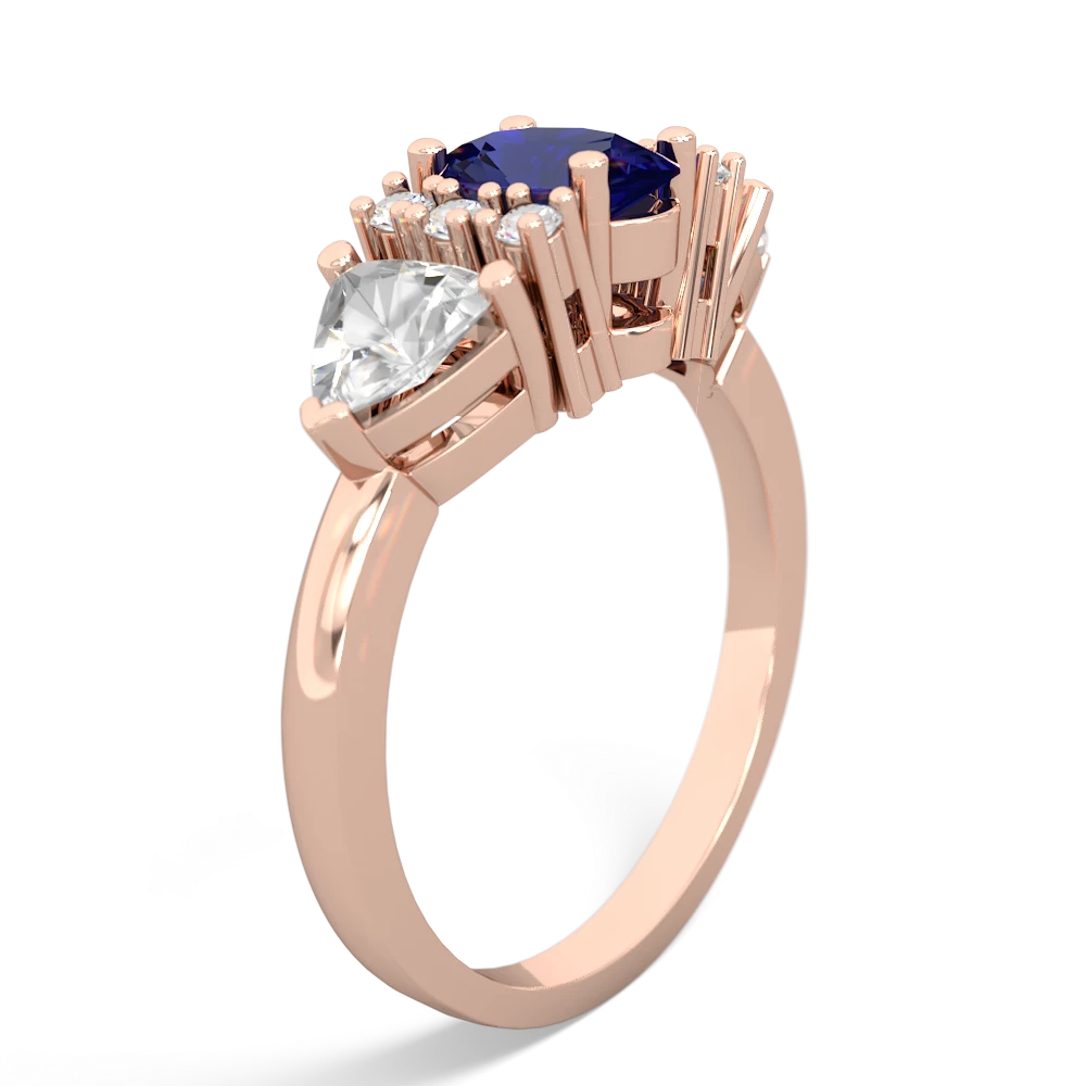 Lab Sapphire Antique Style Three Stone 14K Rose Gold ring R2186