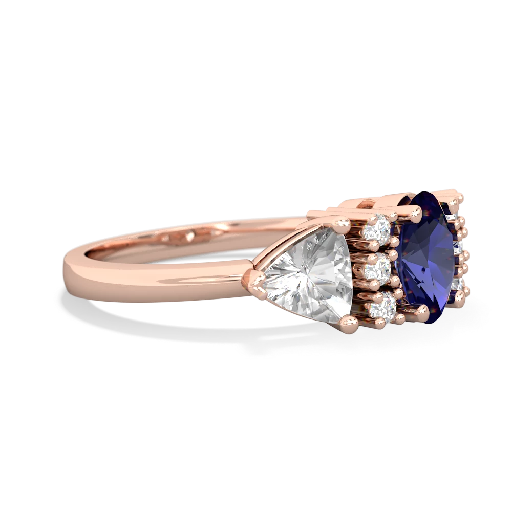 Lab Sapphire Antique Style Three Stone 14K Rose Gold ring R2186