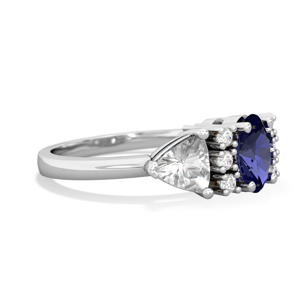 Lab Sapphire Antique Style Three Stone 14K White Gold ring R2186