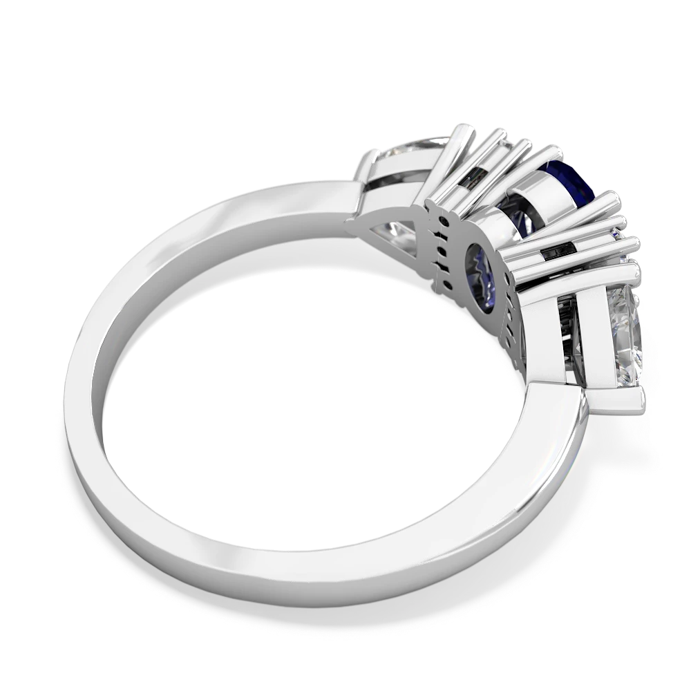 Lab Sapphire Antique Style Three Stone 14K White Gold ring R2186