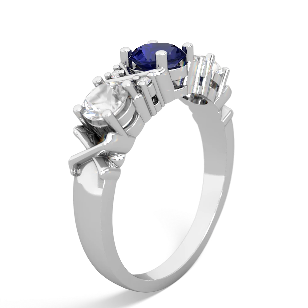 Lab Sapphire Hugs And Kisses 14K White Gold ring R5016