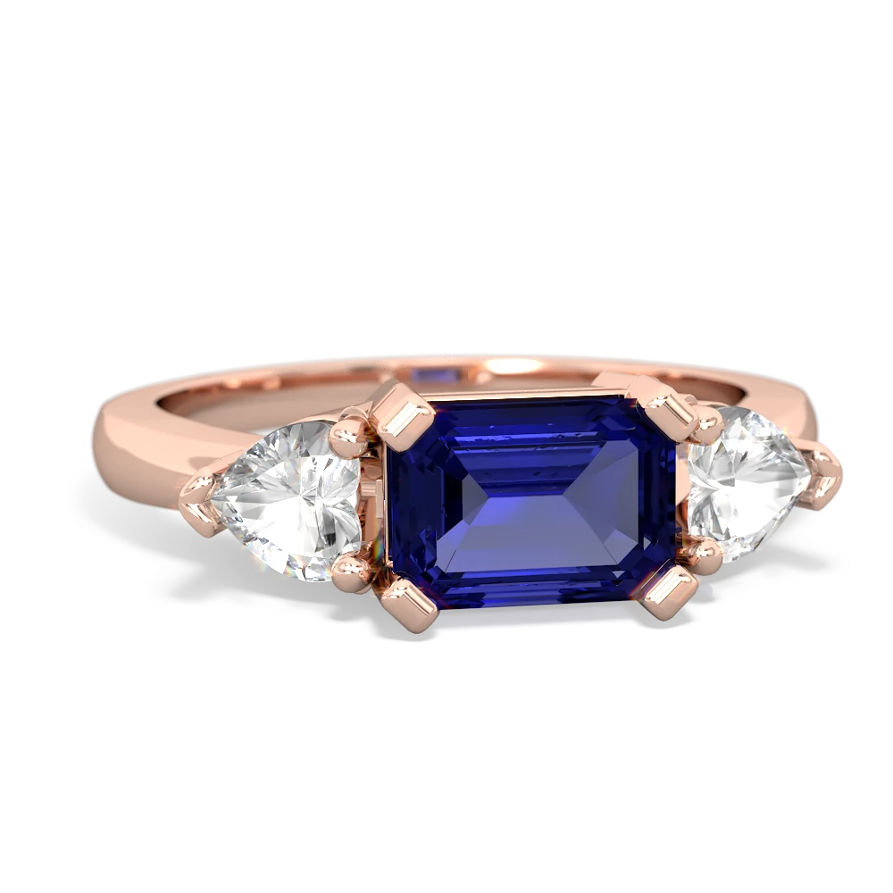 Lab Sapphire Three Stone 14K Rose Gold ring R5235