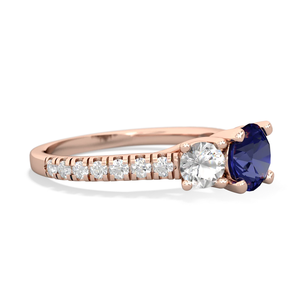 Lab Sapphire Pave Trellis 14K Rose Gold ring R5500