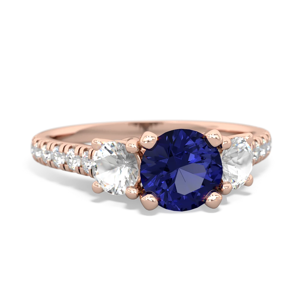 Lab Sapphire Pave Trellis 14K Rose Gold ring R5500