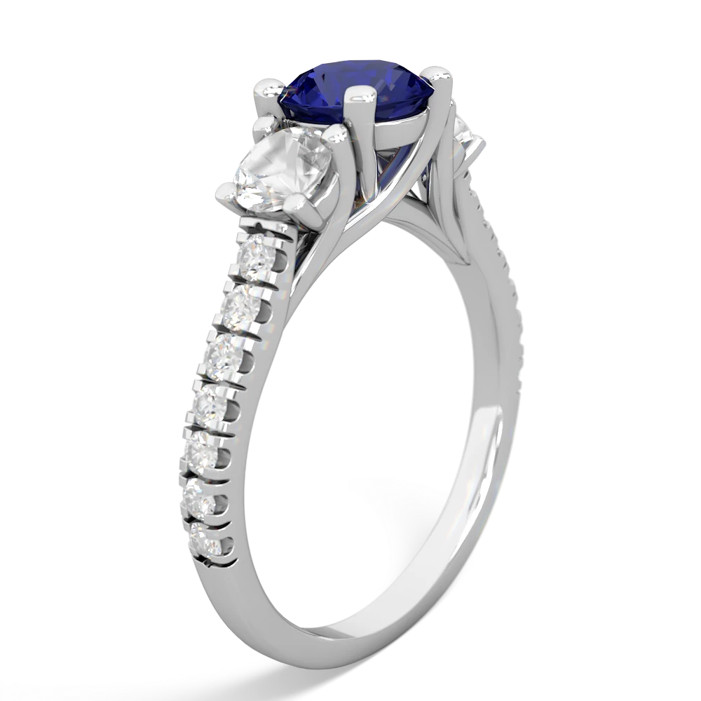 Lab Sapphire Pave Trellis 14K White Gold ring R5500