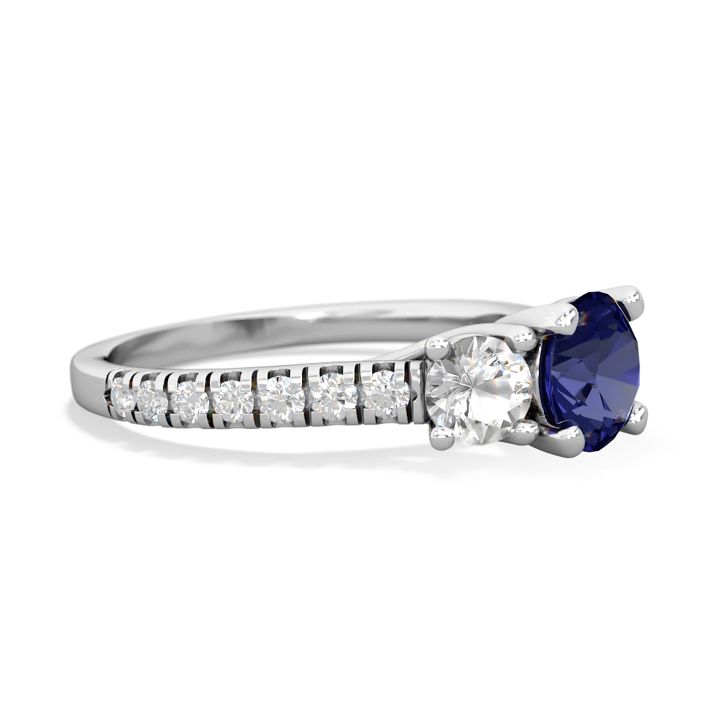 Lab Sapphire Pave Trellis 14K White Gold ring R5500