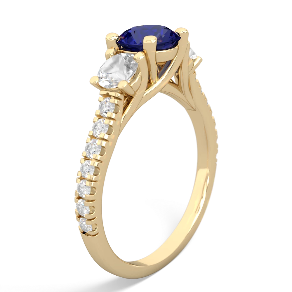 Lab Sapphire Pave Trellis 14K Yellow Gold ring R5500