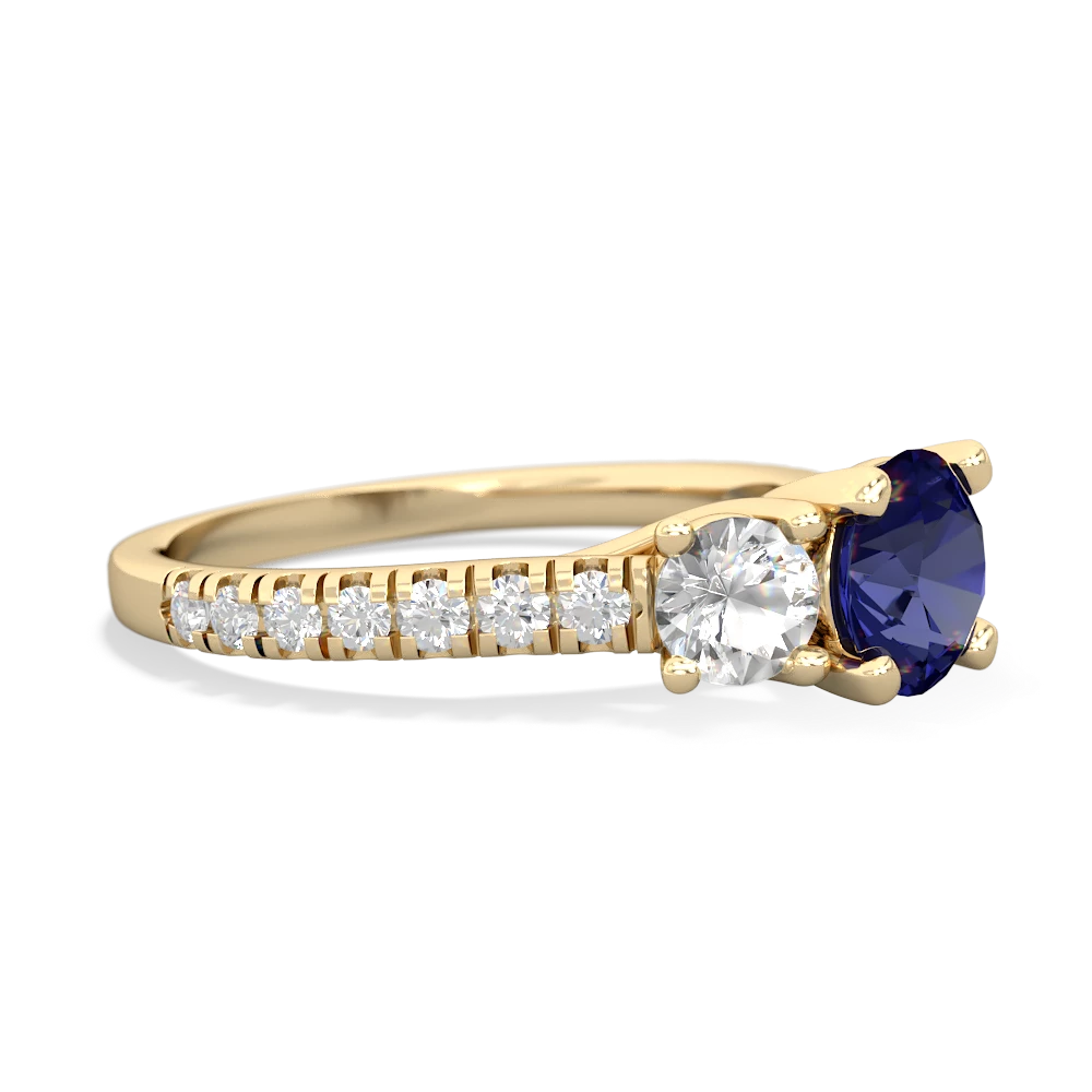 Lab Sapphire Pave Trellis 14K Yellow Gold ring R5500