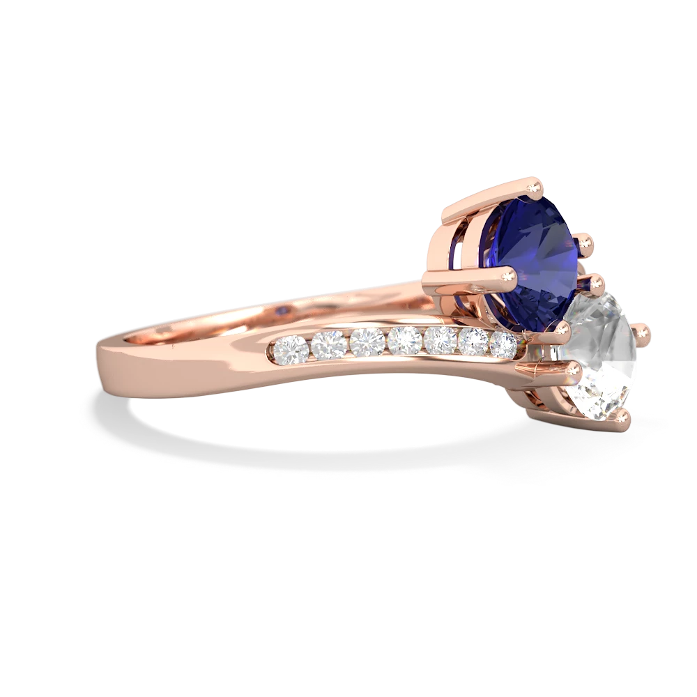 Lab Sapphire Channel Set Two Stone 14K Rose Gold ring R5303