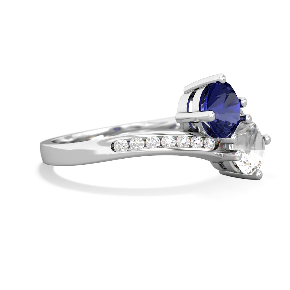 Lab Sapphire Channel Set Two Stone 14K White Gold ring R5303