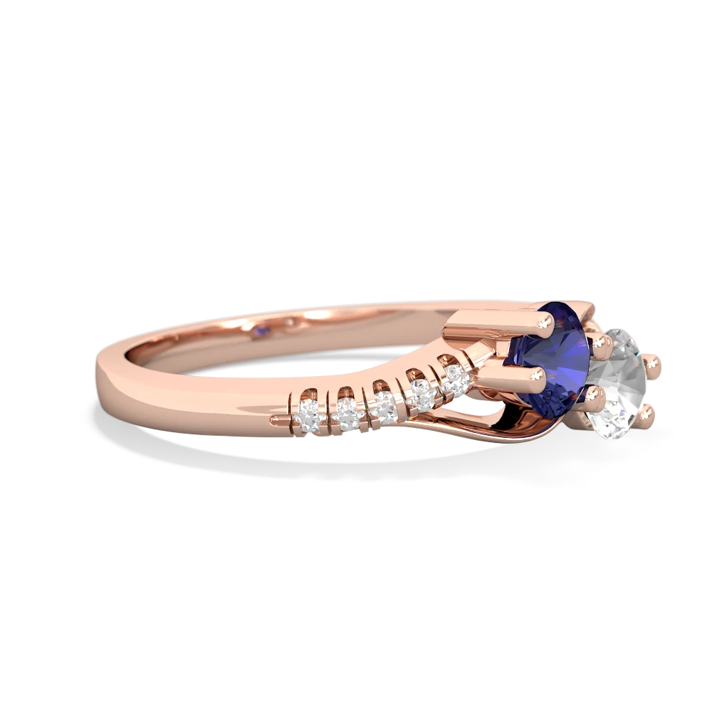 Lab Sapphire Infinity Pave Two Stone 14K Rose Gold ring R5285