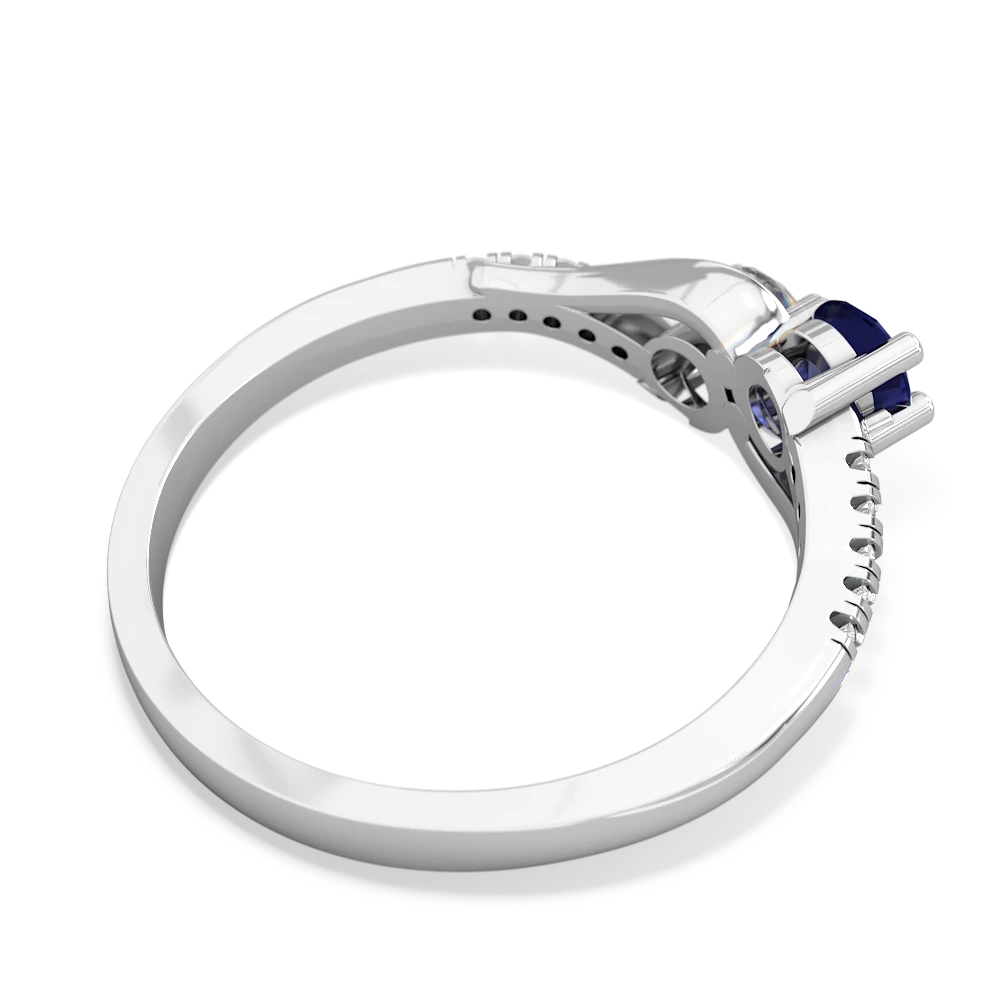 Lab Sapphire Infinity Pave Two Stone 14K White Gold ring R5285