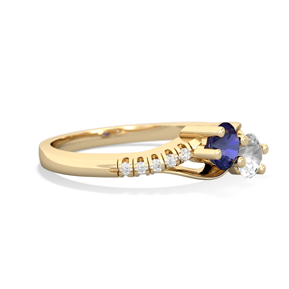 Lab Sapphire Infinity Pave Two Stone 14K Yellow Gold ring R5285