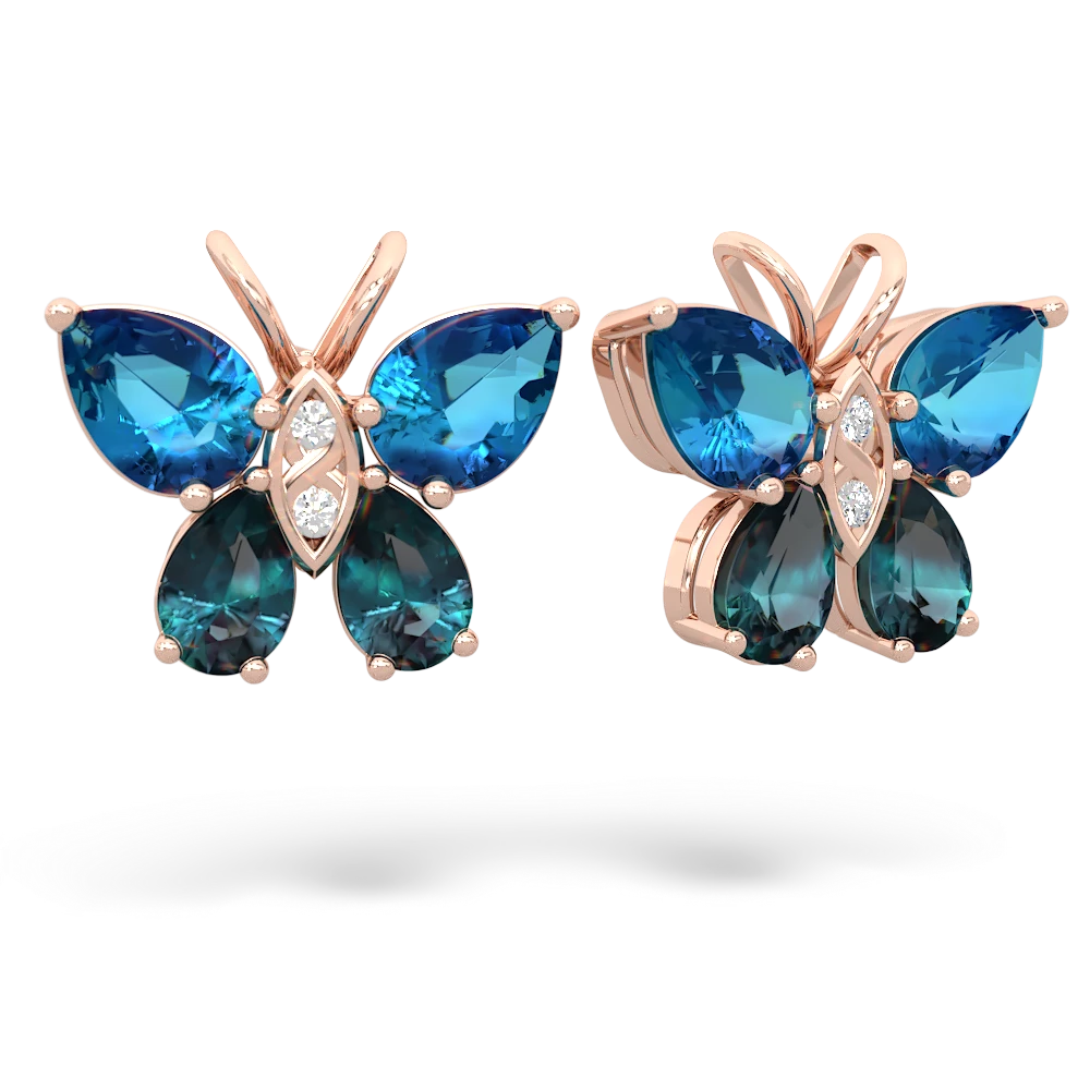 London Topaz Butterfly 14K Rose Gold earrings E2215