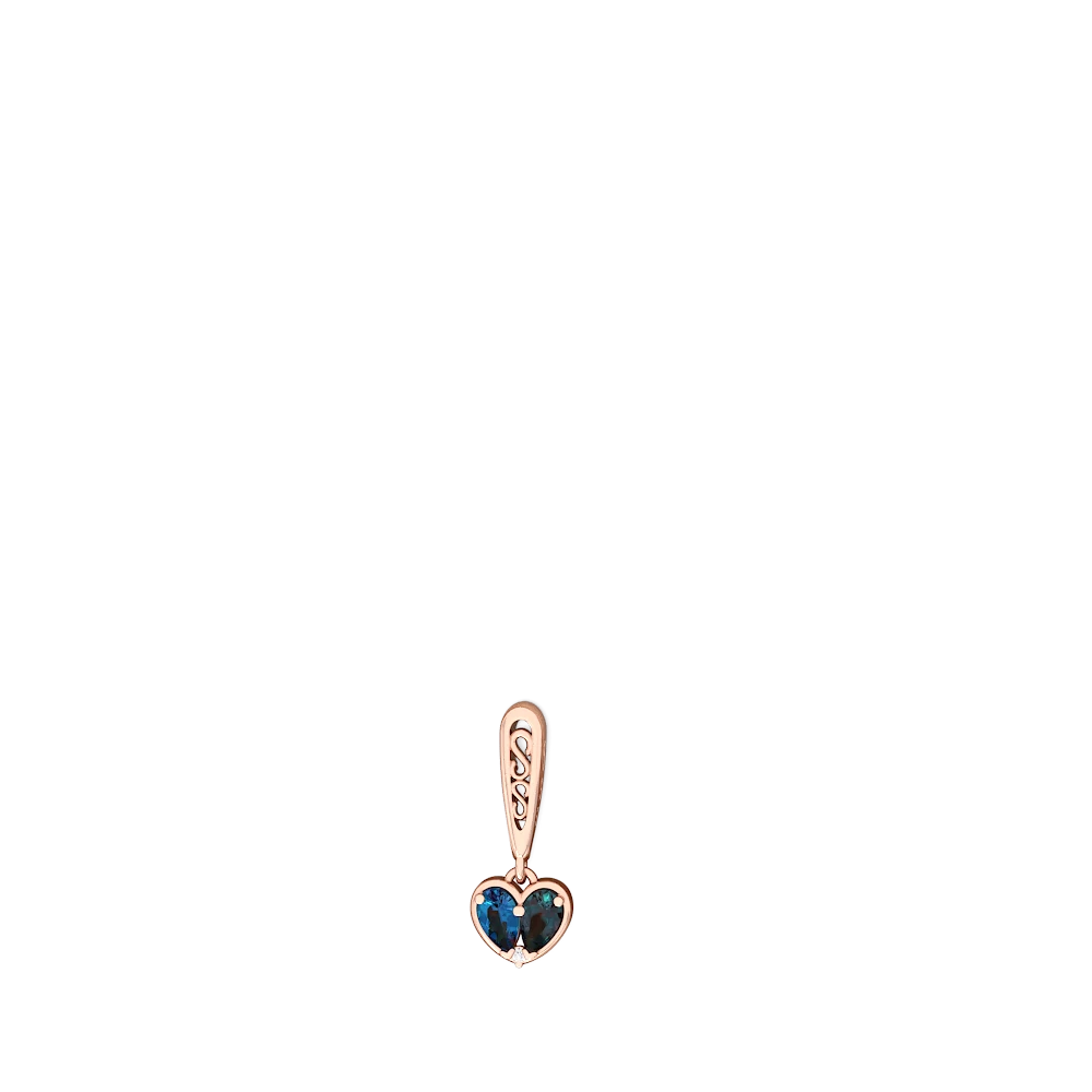 London Topaz Filligree Heart 14K Rose Gold earrings E5070