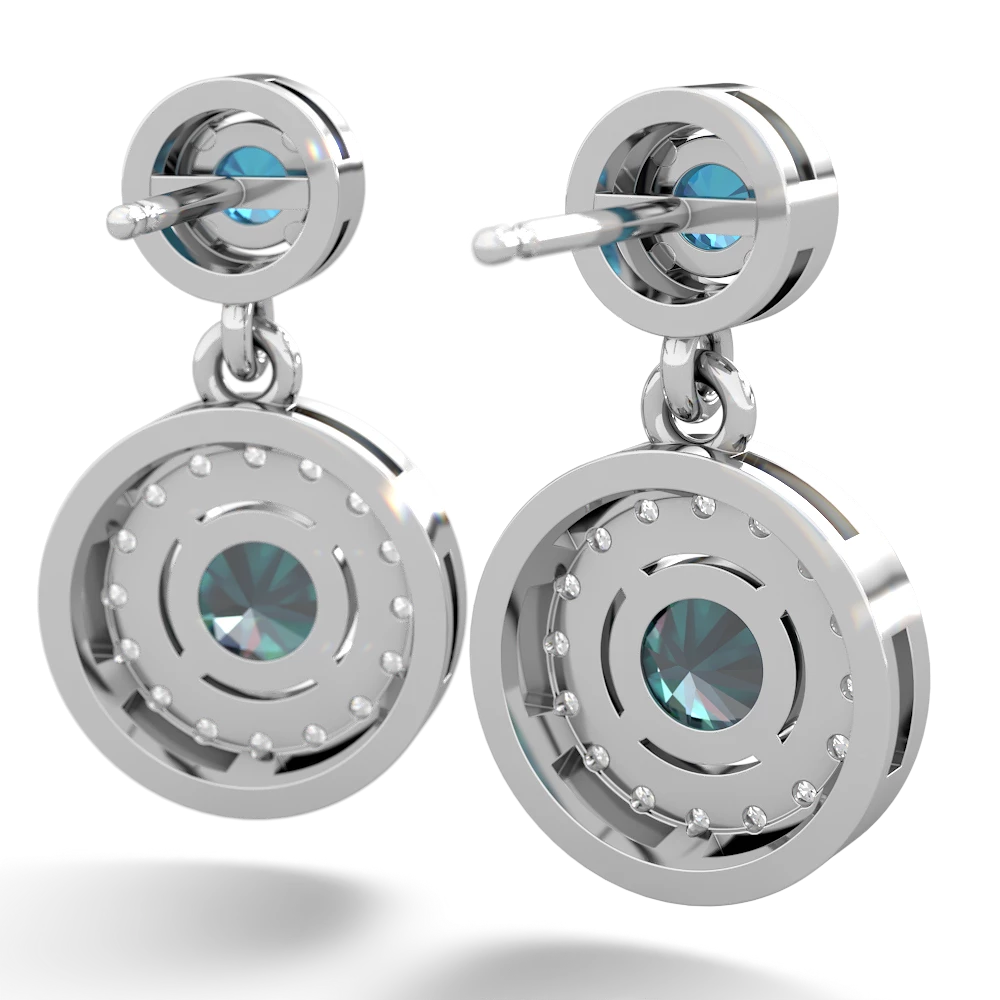 London Topaz Halo Dangle 14K White Gold earrings E5319