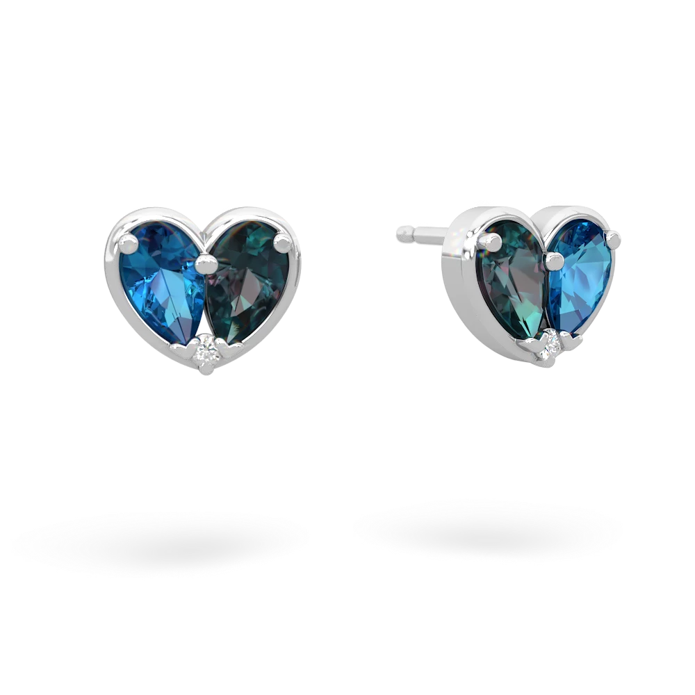 London Topaz 'Our Heart' 14K White Gold earrings E5072