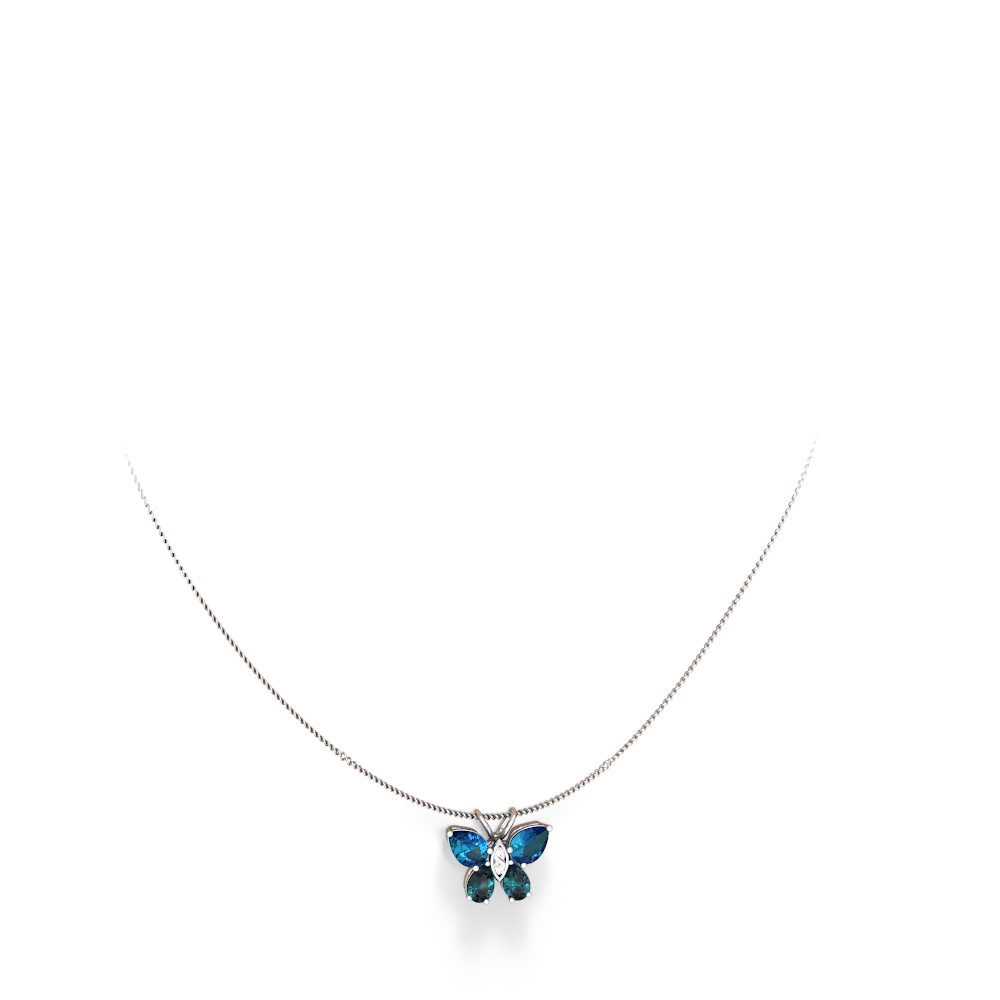 London Topaz Butterfly 14K White Gold pendant P2215