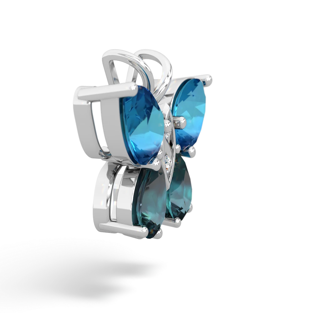 London Topaz Butterfly 14K White Gold pendant P2215