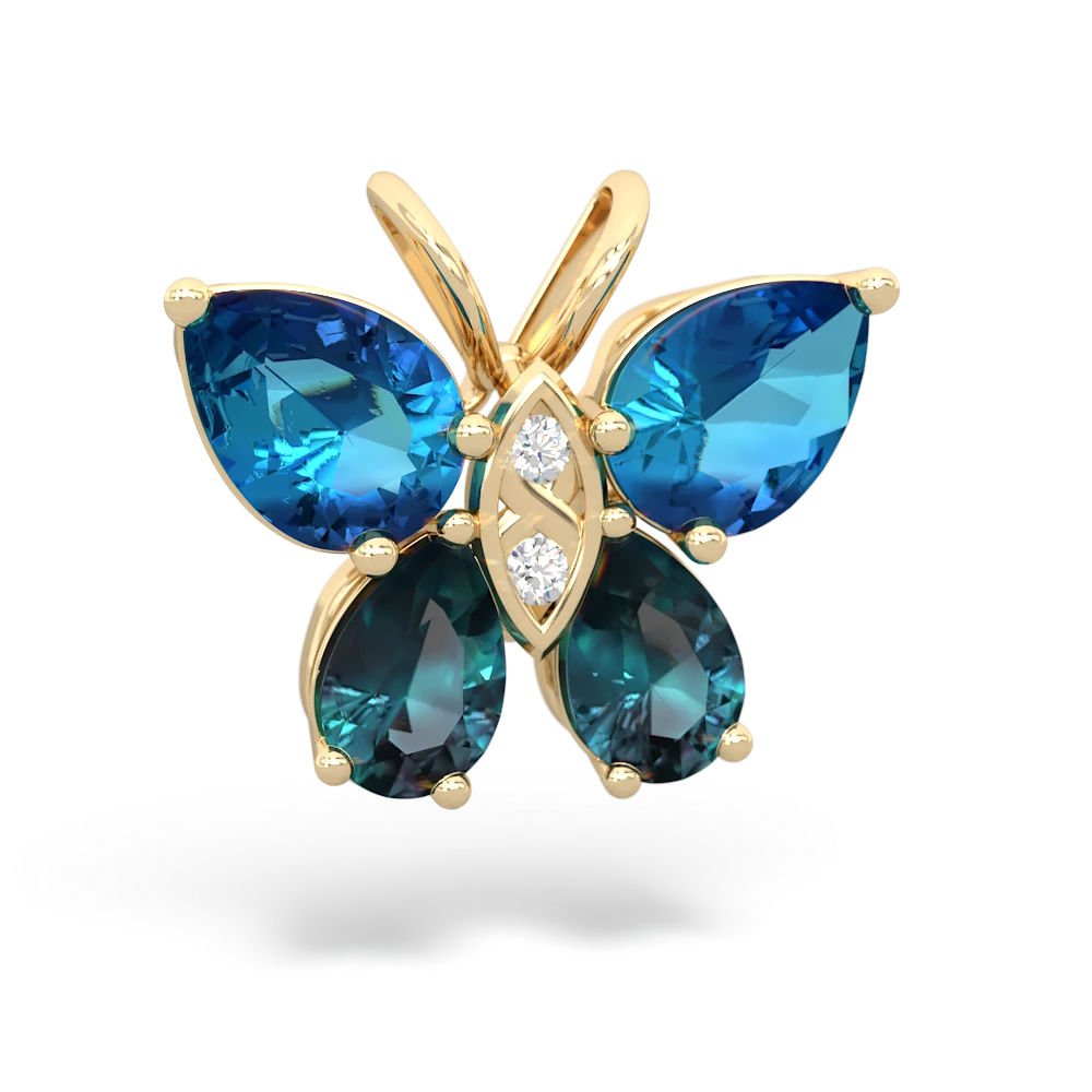 London Topaz Butterfly 14K Yellow Gold pendant P2215