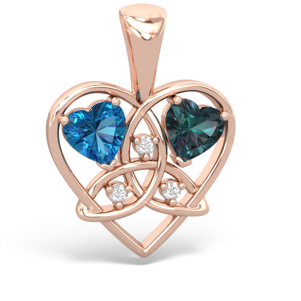 London Topaz Celtic Trinity Heart 14K Rose Gold pendant P5331