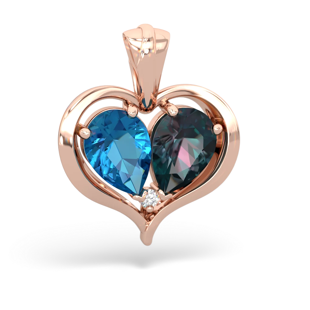 London Topaz Two Become One 14K Rose Gold pendant P5330