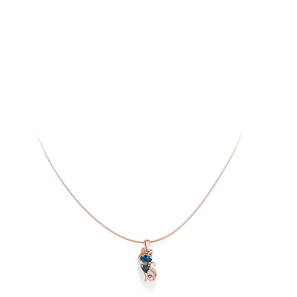 London Topaz Kitten 14K Rose Gold pendant P5780